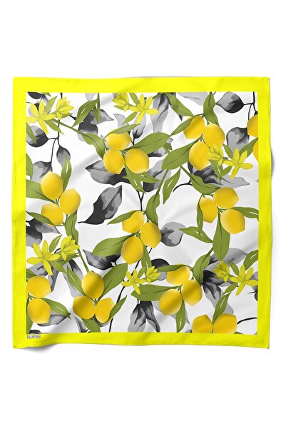 HAWWA Lemon Patterned Satin Scarf