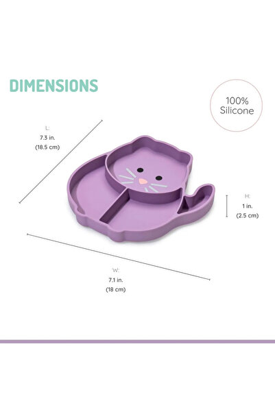 NO BRAND Suction Cup Silicone Divided Plate, Melii Luxe, Cat