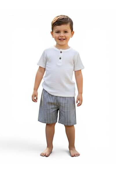 BİANCOFİGLİO Men's Suit with Muslin Fabric Shorts