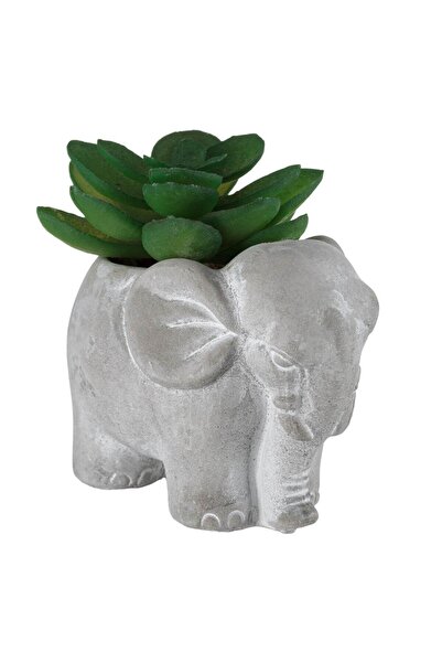 ETNIC Jardinieră decorativă cu elefant etnic și plantă artificială 8x5x7.5cm