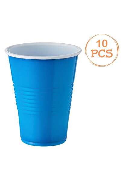 Zumzeria Set of 10 Blue and White Plastic Disposable Cups 270ml