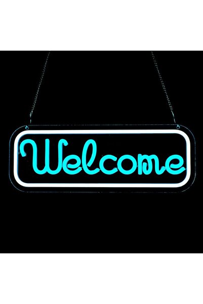 Slasa Welcome LED Neon Sign 18x39 cm with 6 mm Acrylic Base Multicolor Decor