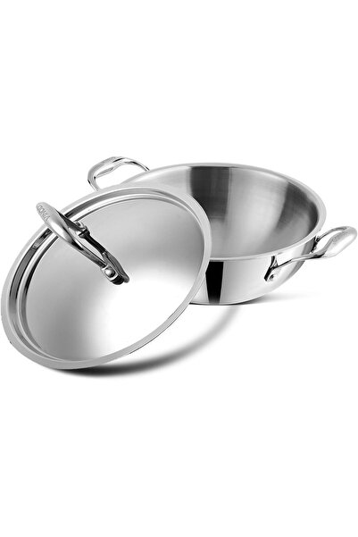 Vinod Extra Deep Stainless Steel Kadhai with Lid, 1.2 L Capacity, 18 cm, 2.5 ...