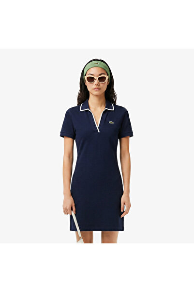 Lacoste Kadın Classic Fit Kısa Kollu Polo Yaka Lacivert Elbise