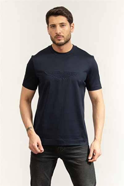 BOSS C Taut 249 Aston Martin Erkek Bisiklet Yaka T-Shirt Mavi