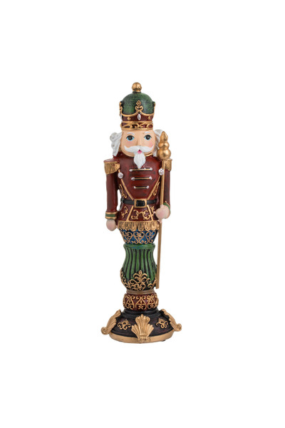 Zumzeria Soldat decorativ de Crăciun cu uniformă roșie și sceptru 27cm
