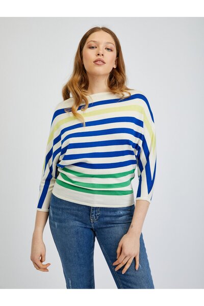 ORSAY Blue and cream women's striped jumper