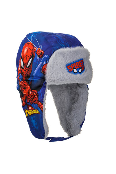 Zumzeria Căciulă albastră tip trapper cu imprimeu Spiderman și blană artifici...