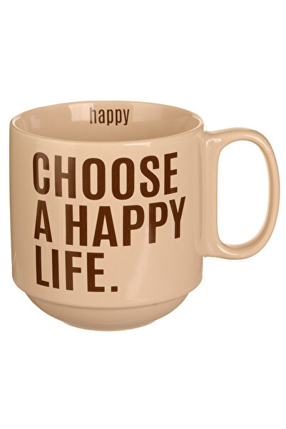 Zumzeria Cream Ceramic Mug with Circular Base 'Choose' - 400ml