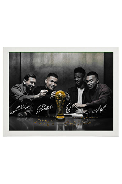Boomah Accessories Messi Ronaldo Mbappé Vinícius Jr Printed Autograph Framed ...