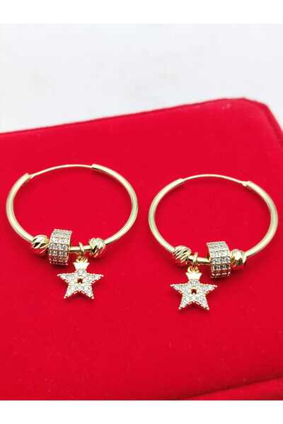 NN Cercei rotunzi 3 CM " Charm star" placati cu aur