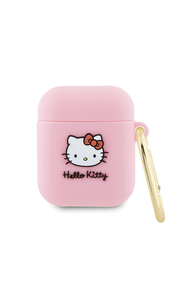 Hello Kitty HKA23DKHSP Husă pentru AirPods 1/2, din silicon roz/roz, cu cap d...
