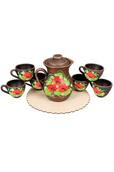 LimArt Traditional Ceramic Set, 1.6 Liter Lidded Jug and 6 250 ml Handled Cup...