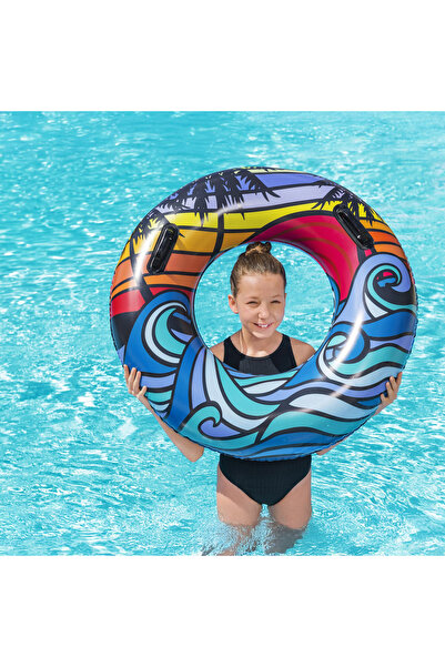 Zumzeria Colac gonflabil pentru piscină cu design colorat cu palmieri Ø91cm