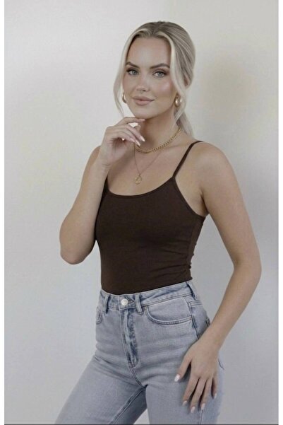 hashtag Kadın Askılı Body Tekli Basic İnce Askılı Esnek Günlük Üst