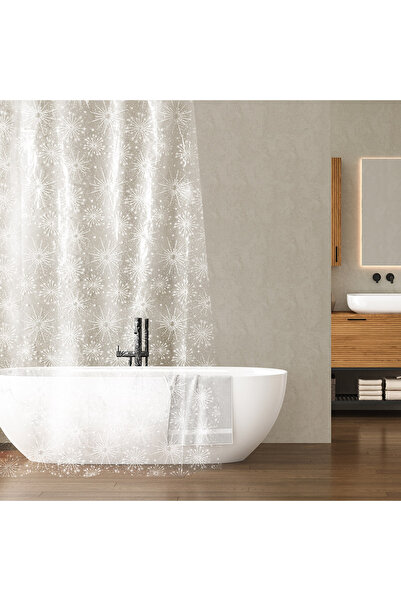 Zumzeria Transparent Christmas Shower Curtain with White Snowflakes 180x180cm