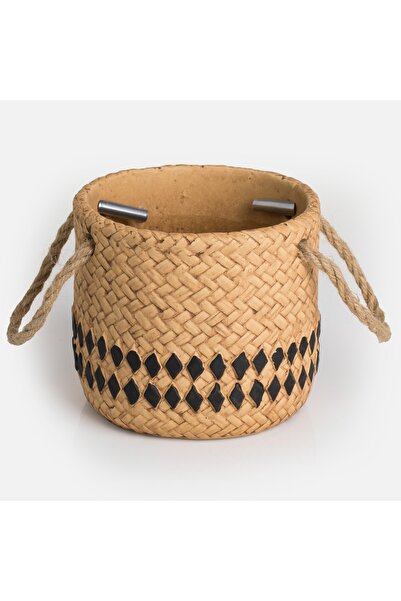 Zumzeria Capac ceramic bej pentru ghiveci cu flori, cu mânere, Ø13.5x12.3cm -...