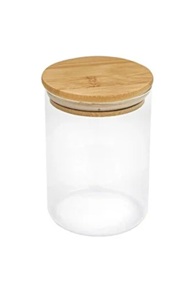Zumzeria Borcan de depozitare din sticlă transparentă cu capac de bambus 500ml