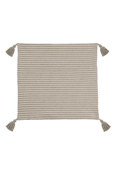 OEM Față de pernă decorativă bej cu dungi subțiri și ciucuri 45x45cm
