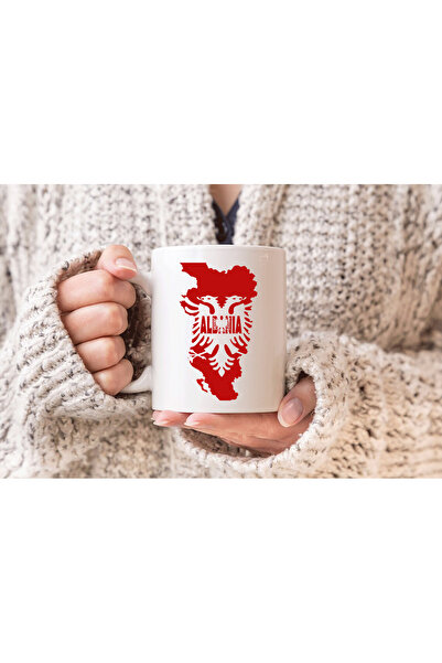 AYDESİGN Albania Printed White Porcelain Mug