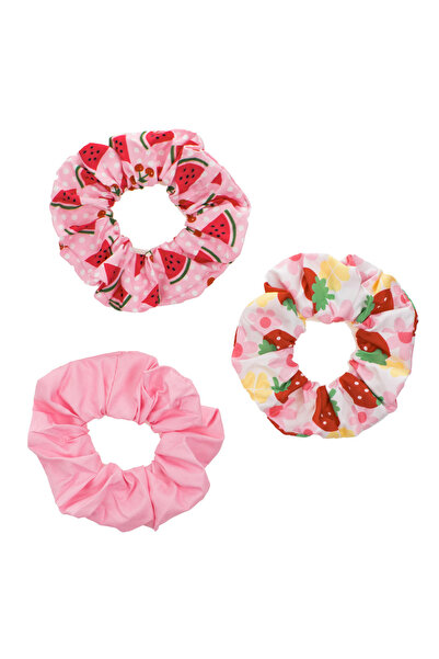 Zumzeria Elastice de păr din material textil roz cu model de fructe pentru co...
