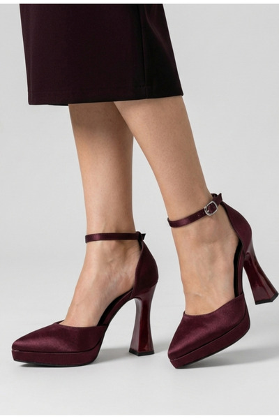 ŞAH Platform Burgundy 10 cm Heeled Evening Dress Shoes
