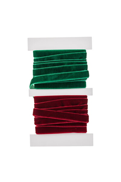 Zumzeria Velvet Christmas Ribbons Burgundy Green 2m - 2pcs