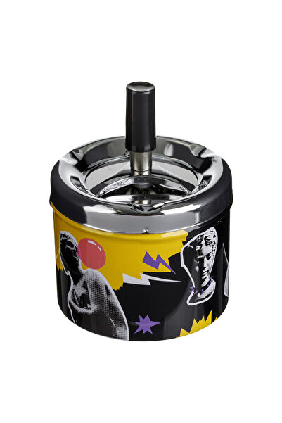 Zumzeria Silver Windproof Metal Ashtray with Statue Design Ø9x12cm