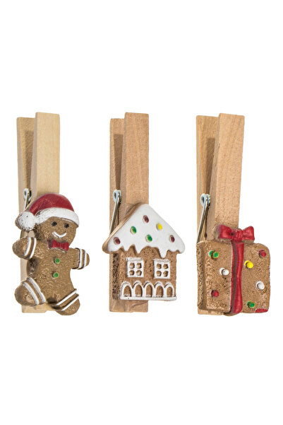 Zumzeria Wooden Christmas Decorative Clips with 7.5cm Figurines