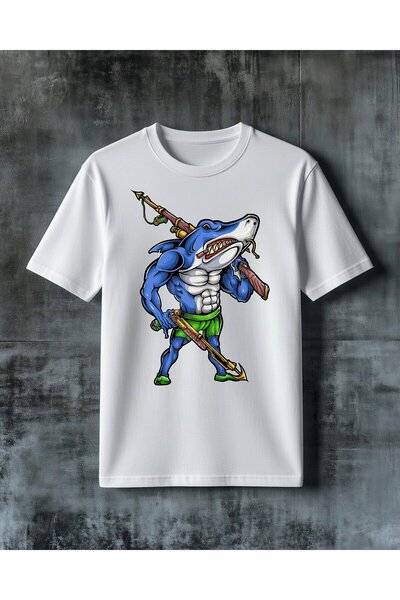COMVİCHO Kopek Baligi Savasucu Printed Oversize T-Shirt