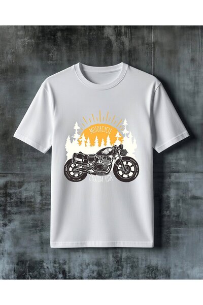 COMVİCHO تي شيرت كبير الحجم مطبوع عليه دراجة نارية من أورمان غونيس