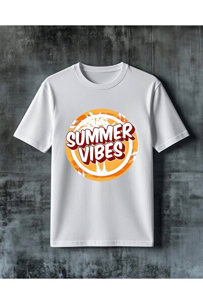 COMVİCHO تي شيرت صيفي كبير الحجم مطبوع عليه summer vibes