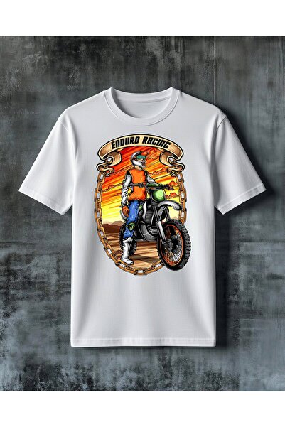 COMVİCHO Enduro Racing Motorcycle Printed Oversize T-Shirt