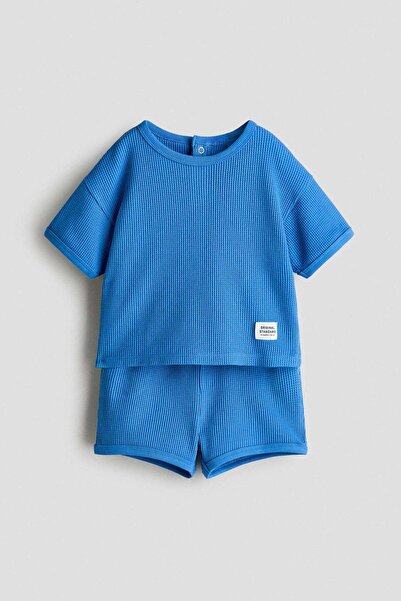 H&M طقم وافل من القطن مكون من قطعتين