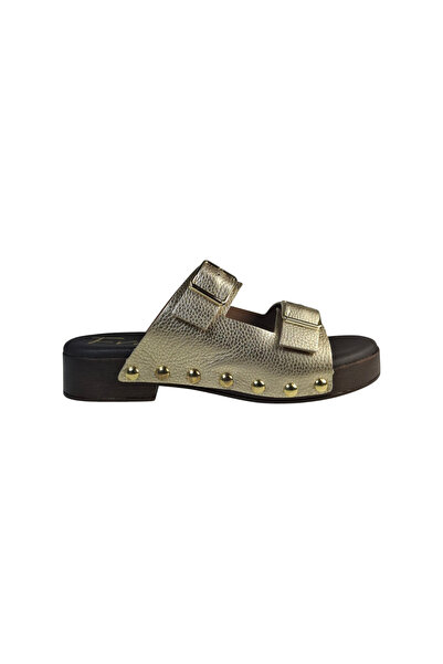 Fresia 591-02 Γυναικείο Δερμάτινο Mule σε Μεταλλικό Χρυσό Χρώμα