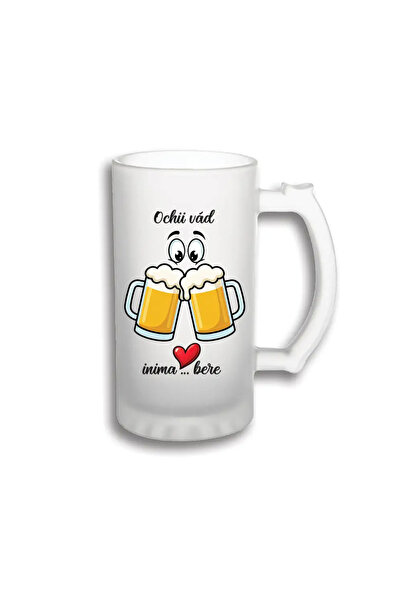 peGiftuiala Halbă bere personalizată 500 ml – „Ochii văd, inima cere bere”