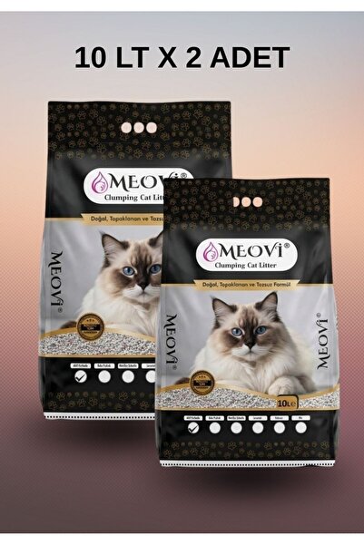 meovi Aktif Karbonlu İnce Taneli Kedi Kumu 10 Lt. X 2 Adet