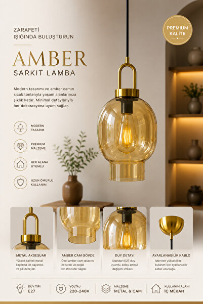 Lumexx AURA TEKLİ BAL CAMLI ESKİTME SARKIT