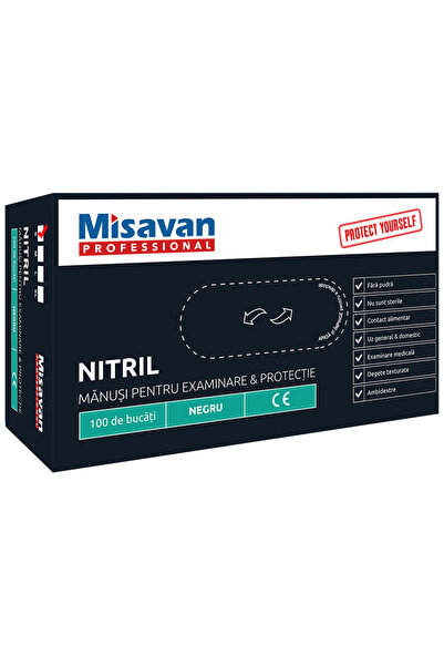 Misavan Misavan disposable nitrile gloves, size S, black, 100 pcs/set