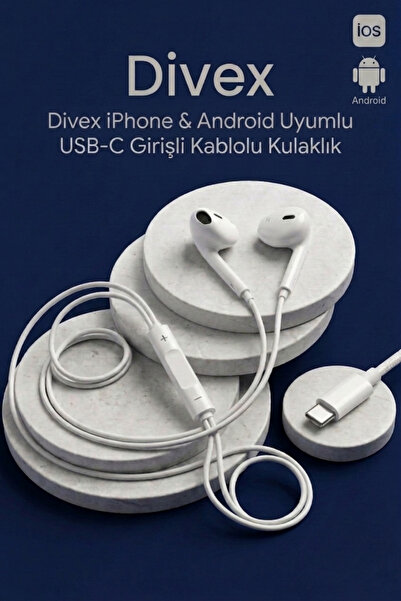 Divex lphone Ve Android Uyumlu USB-C Girişli Kablolu Kulaklık