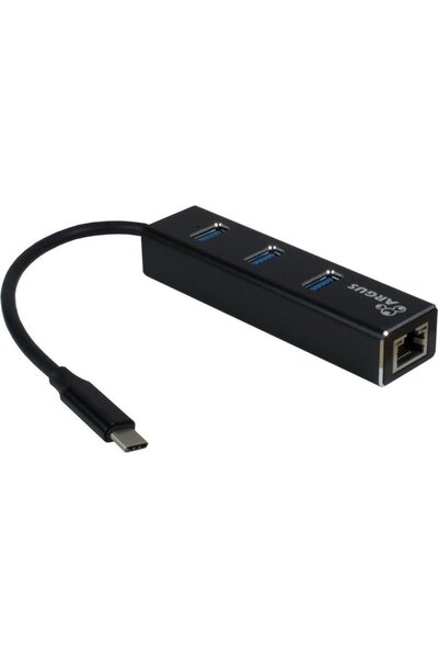 Inter-Tech USB-C HUB 3Port Argus IT-410 1x RJ45 Gigabit Lan passiv Black