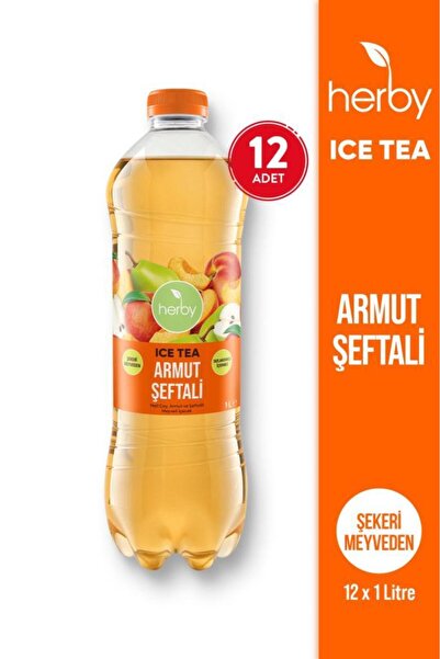 Herby Ice Tea Armut Şeftali Soğuk Çay 1 Litre x 12 Adet