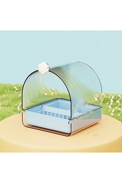 choice2 Blue Transparent Bird Bath Cage Splash Proof Food Holder Box Bird Bir...