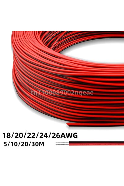 Choice6 سلك كهربائي أحمر وأسود 26 AWG بطول 5 متر، كابل شريط LED ثنائي النواة ...