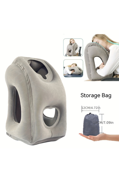 choice2 Grey Inflatable Travel Pillow Airplane Neck Pillow with 360 Chin Supp...
