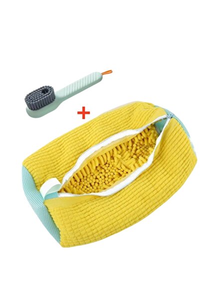Choice4 2PCS Set Yellow 1/2/4PCS Shoe Washing Machine Bag with Liquid Shoe Br...