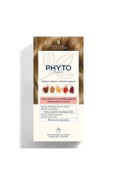 Phyto Culoare, Vopsea permanentă de păr, 8 Blond deschis, 50 ml