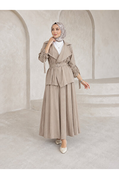 Lunsera Store طقم تنورة بتفاصيل مشبك من نوع D - مينك