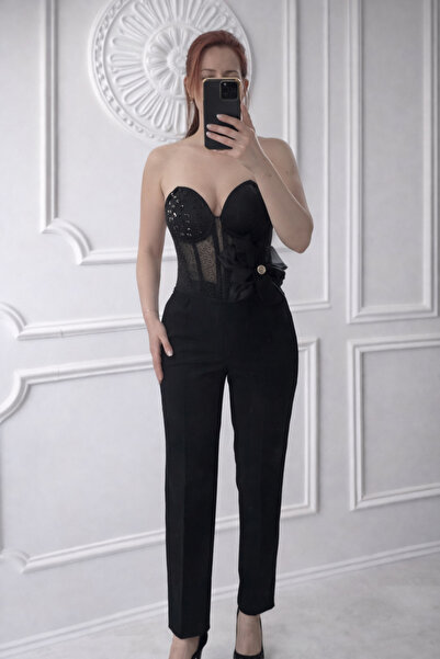 DANIELITE COUTURE Corset with crystals and decorative flower