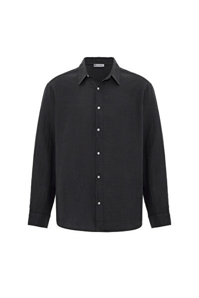 S13 Store Oversize Uzun Kol Müslin Kumaş Gömlek